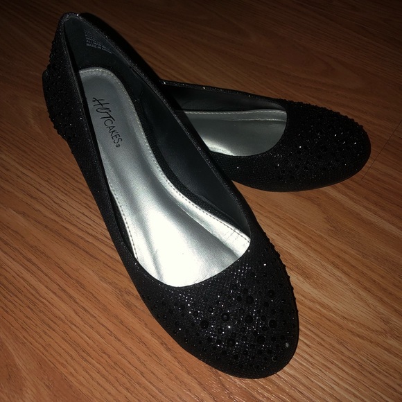 black sparkly flats